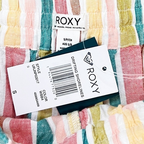 NWT Roxy Drifting Shorelines Striped Wide Leg Crop Trouser Linen Pants - Picture 10 of 10